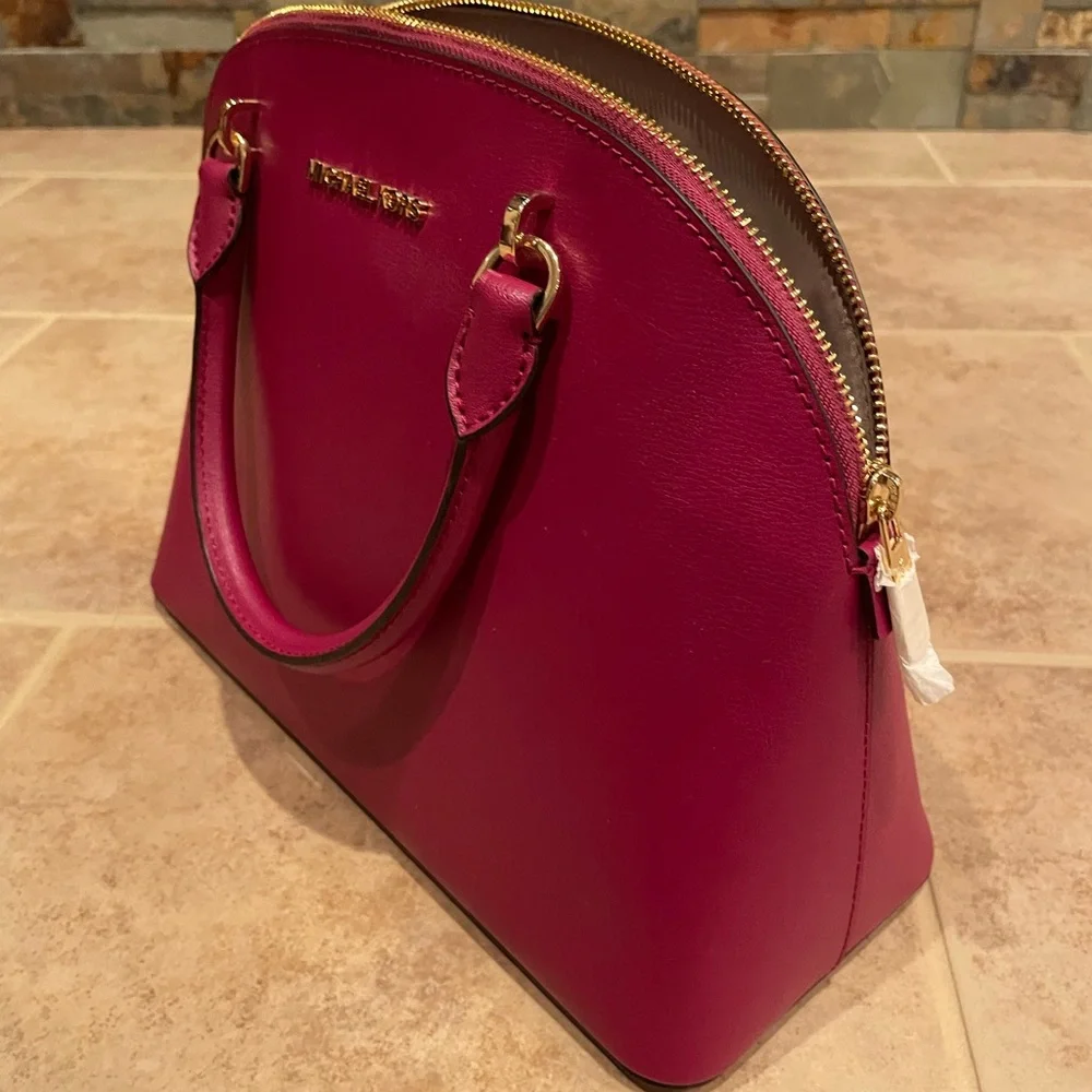 MICHAEL KORS EMMY DOME LARGE SATCHEL LEATHER SHOULDER BAG - Authentic NWT